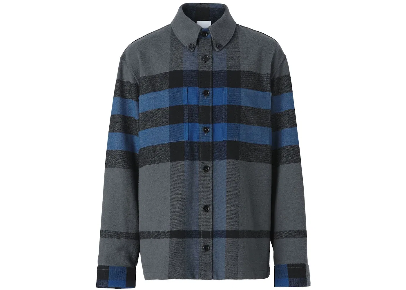 Мужская фланелевая рубашка с клетчатым принтом Burberry, Grey/Blue