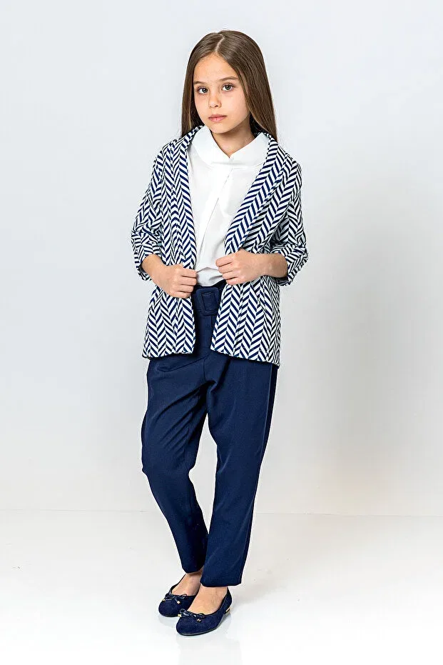 Детский пиджак для девочек полосатый Incity, Navy Blue
