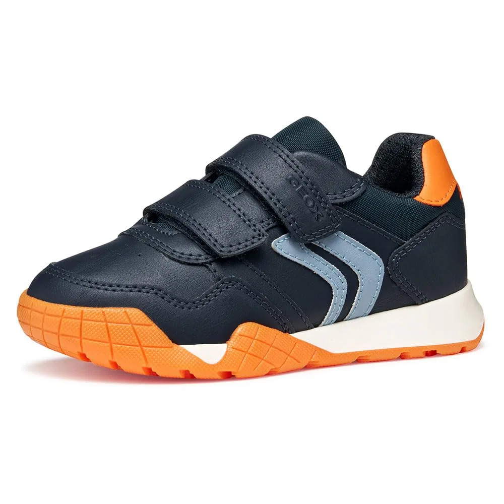 Детские кроссовки для мальчиков дышащие Geox J Rann-e Boy, Navy Arancio — фото 4