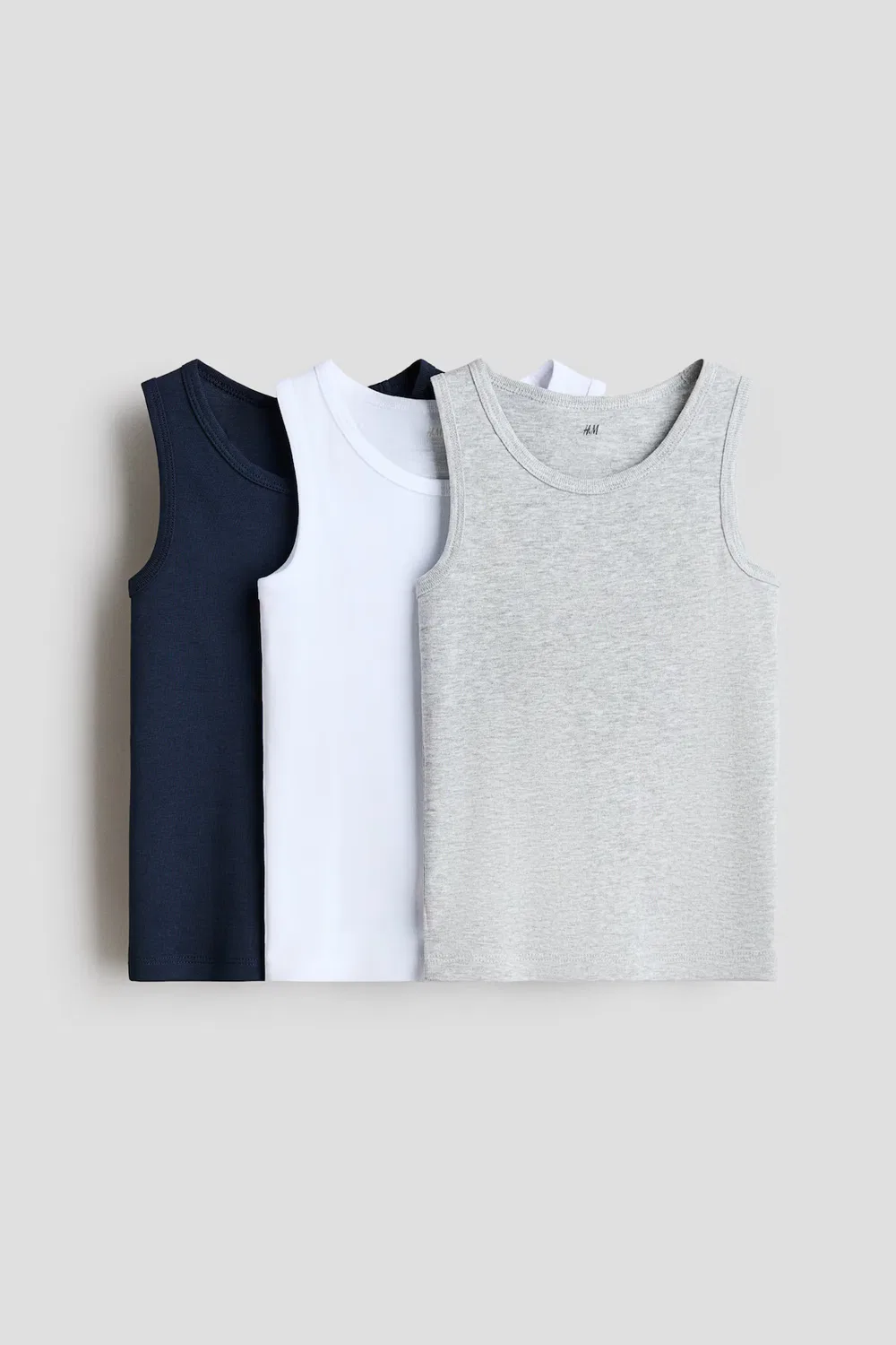 Комплект из 3 хлопковых маек H&M, Marineblau/Hellgraumeliert