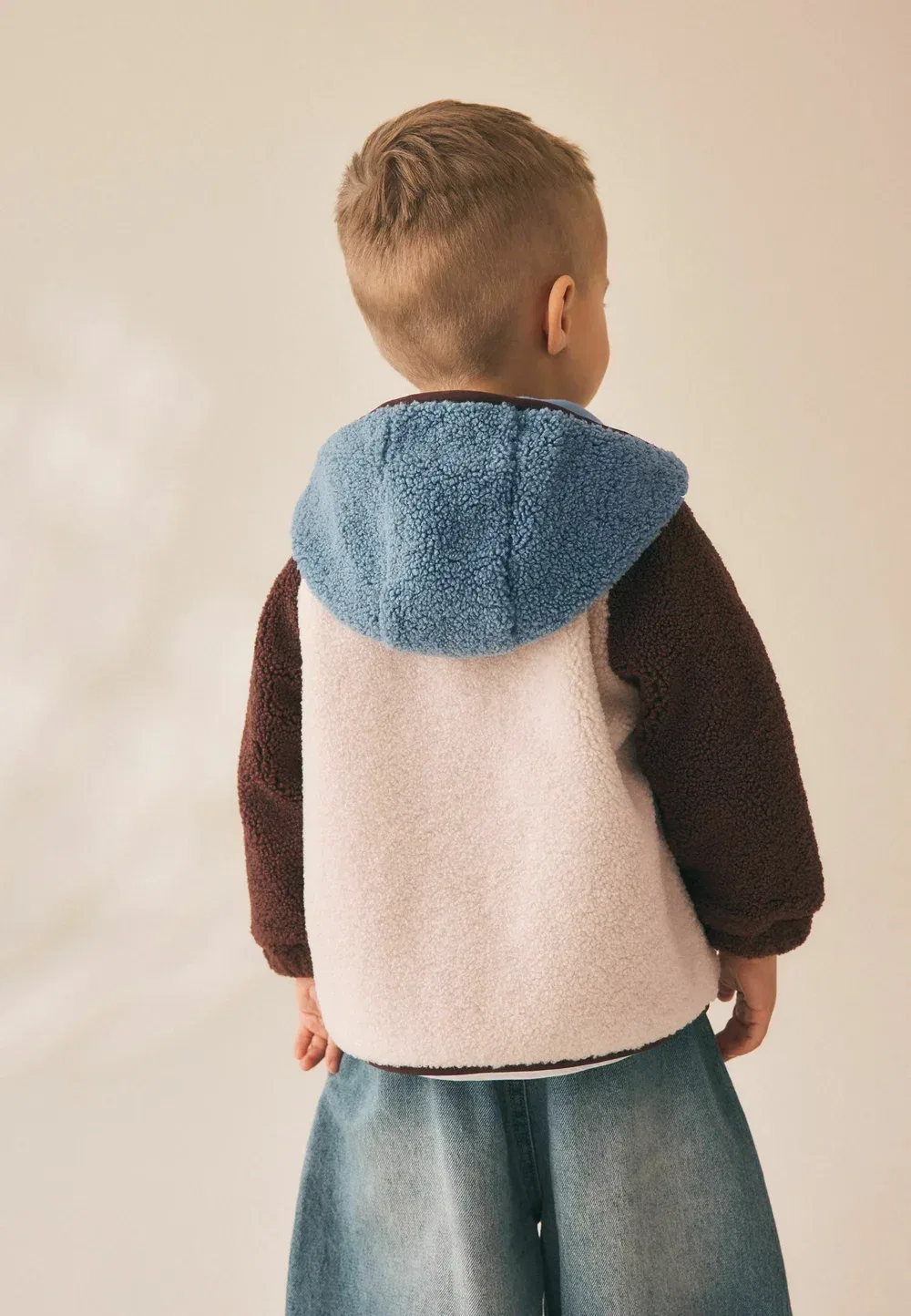 Куртка из флиса стандартного кроя с капюшоном Next, Neutral Tan Colourblock — фото 3