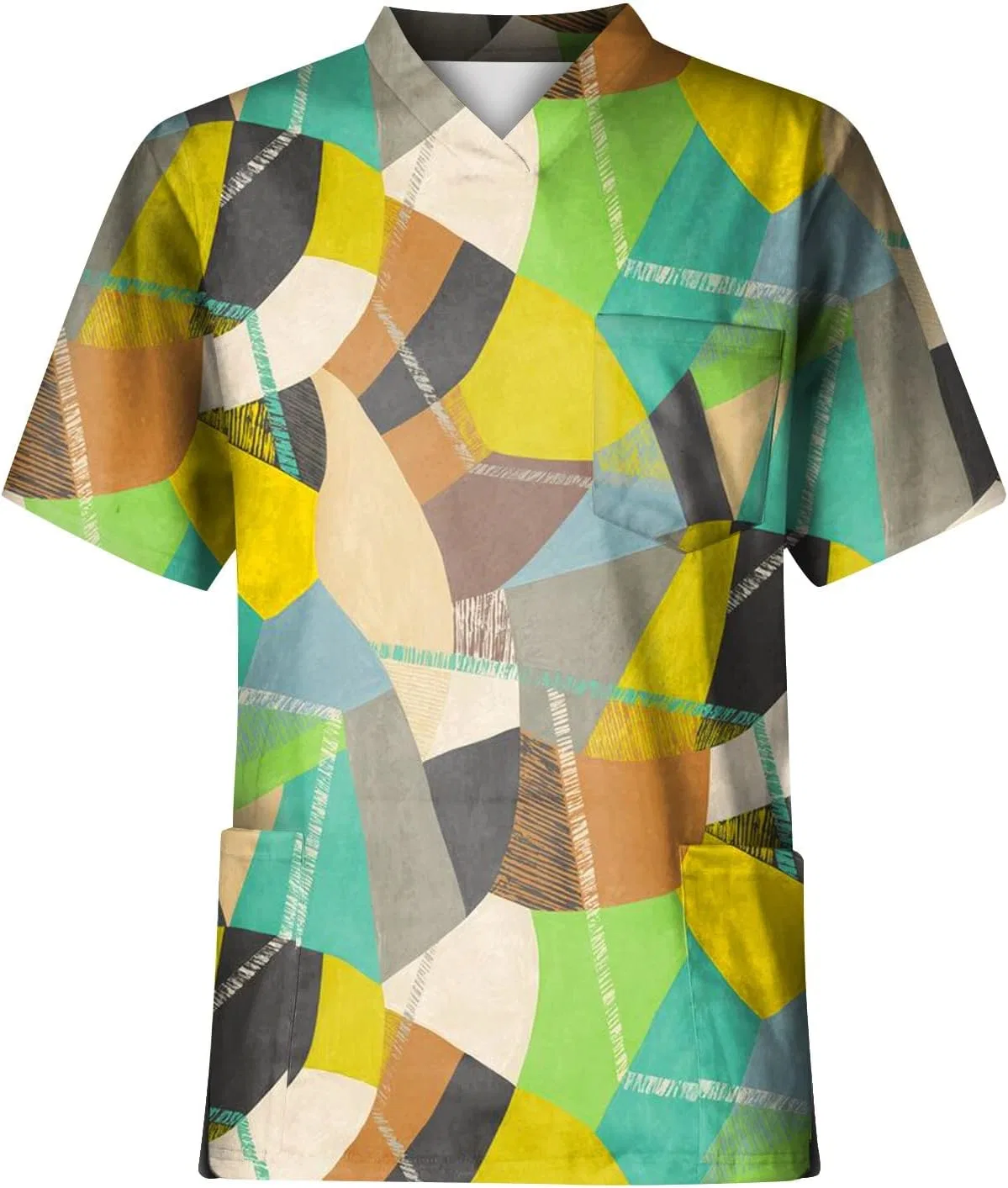 Мужская футболка с V-образным вырезом и карманом, Summer Lightweight Casual, Green