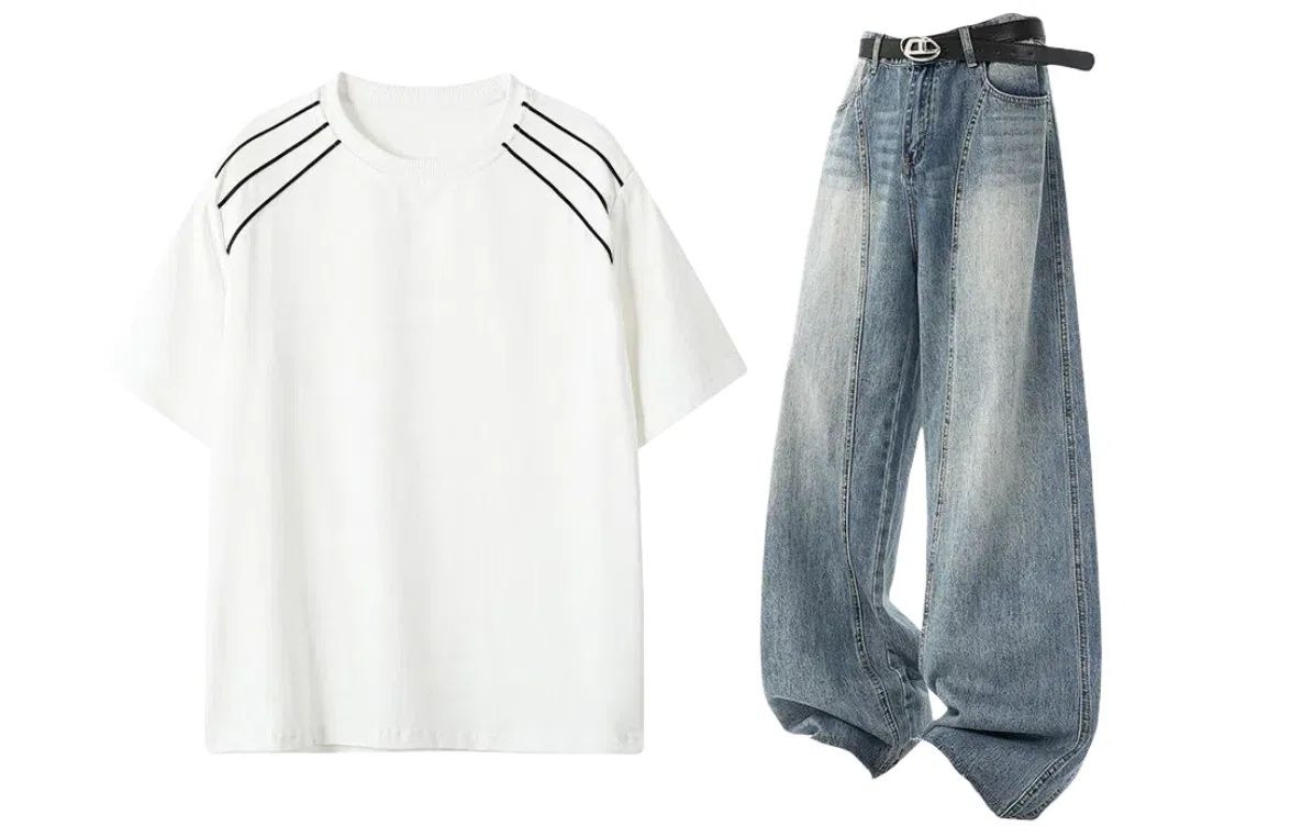 Детский спортивный комплект с круглым вырезом White Top+Blue Pants GWAF, White Top+Blue Pants — фото 3