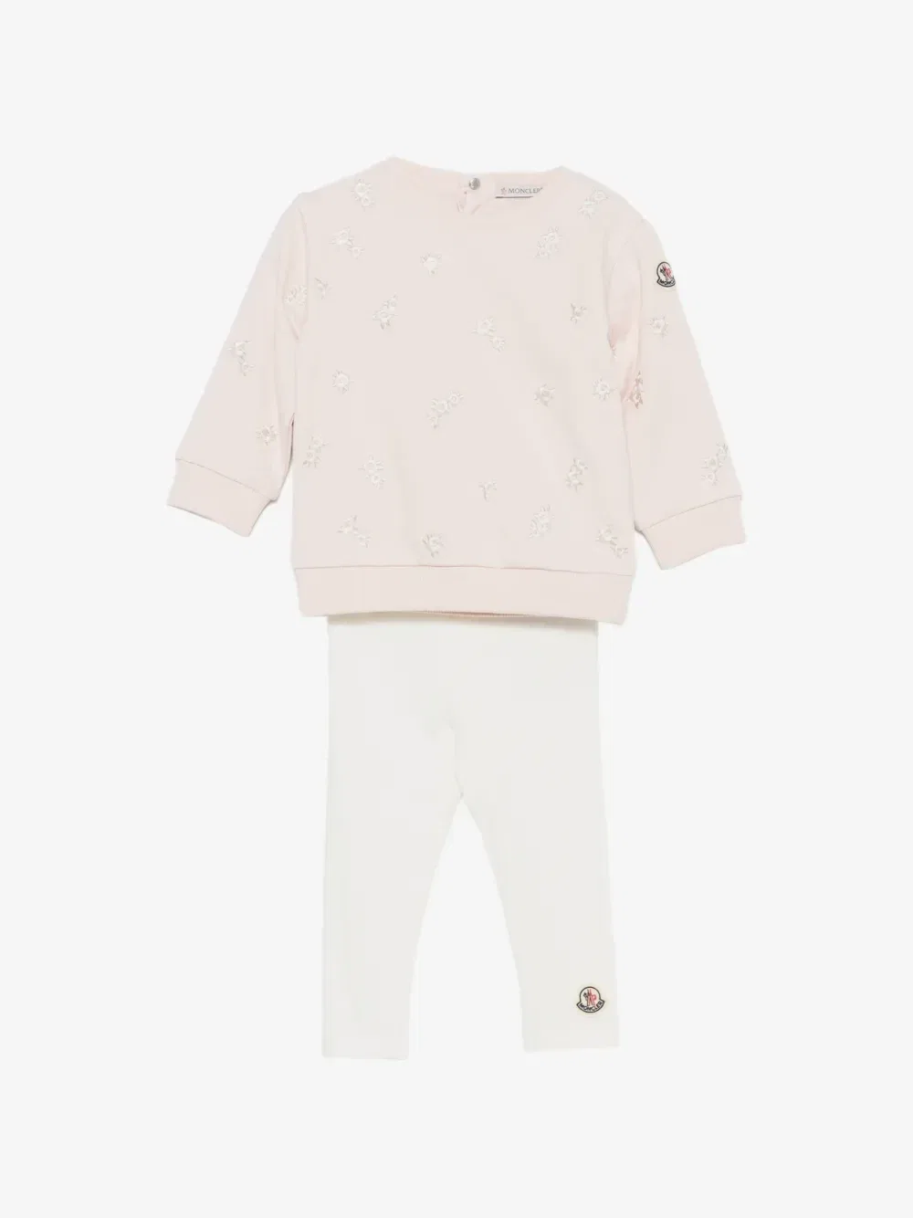 Спортивный костюм с цветочной вышивкой Moncler Enfant, розовый