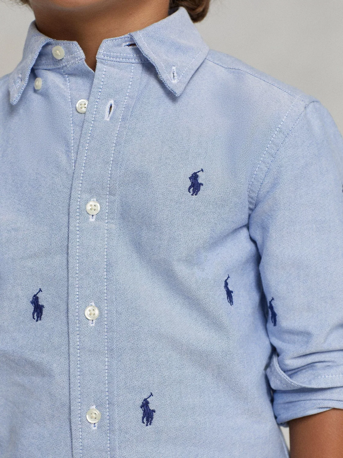 Рубашка оксфорд с вышивкой Pony Polo Ralph Lauren, синяя — фото 3