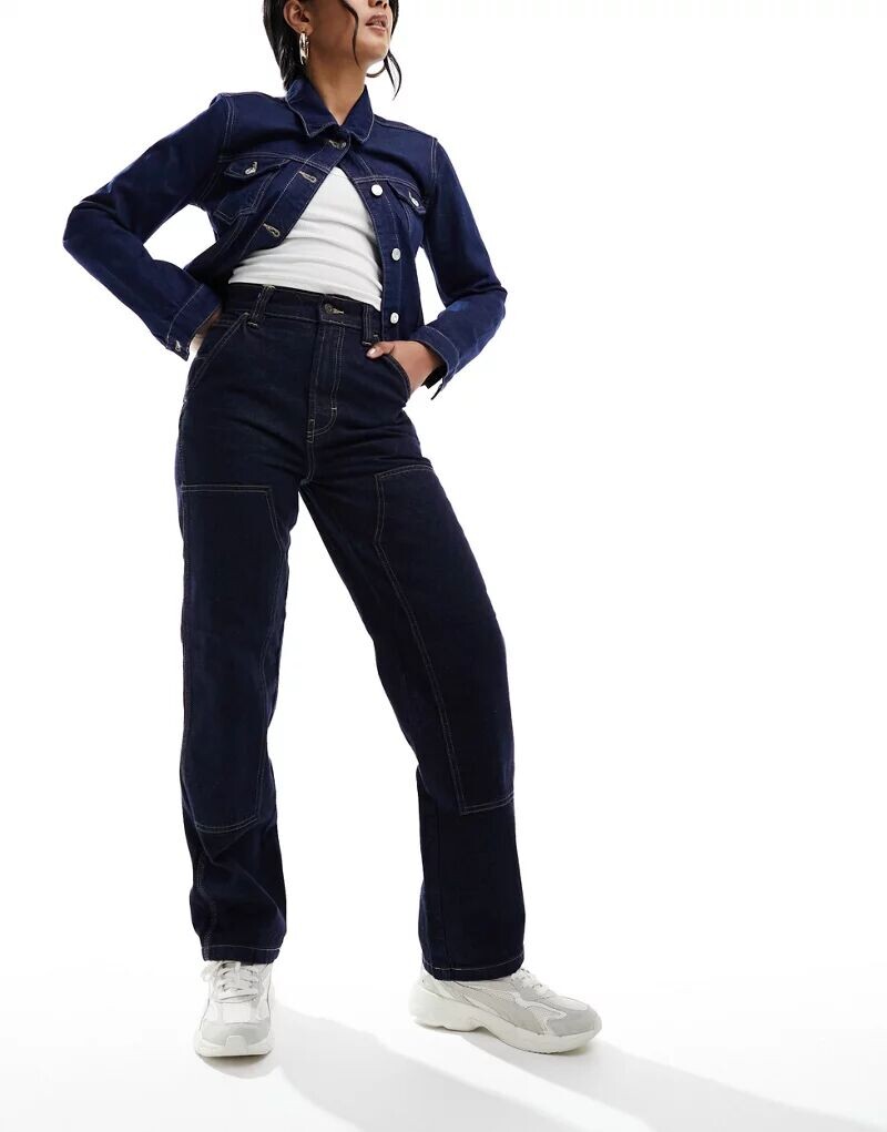 

Темно-синие джинсы свободного кроя Dickies Madison с двойными вставками на коленях и завышенной талией