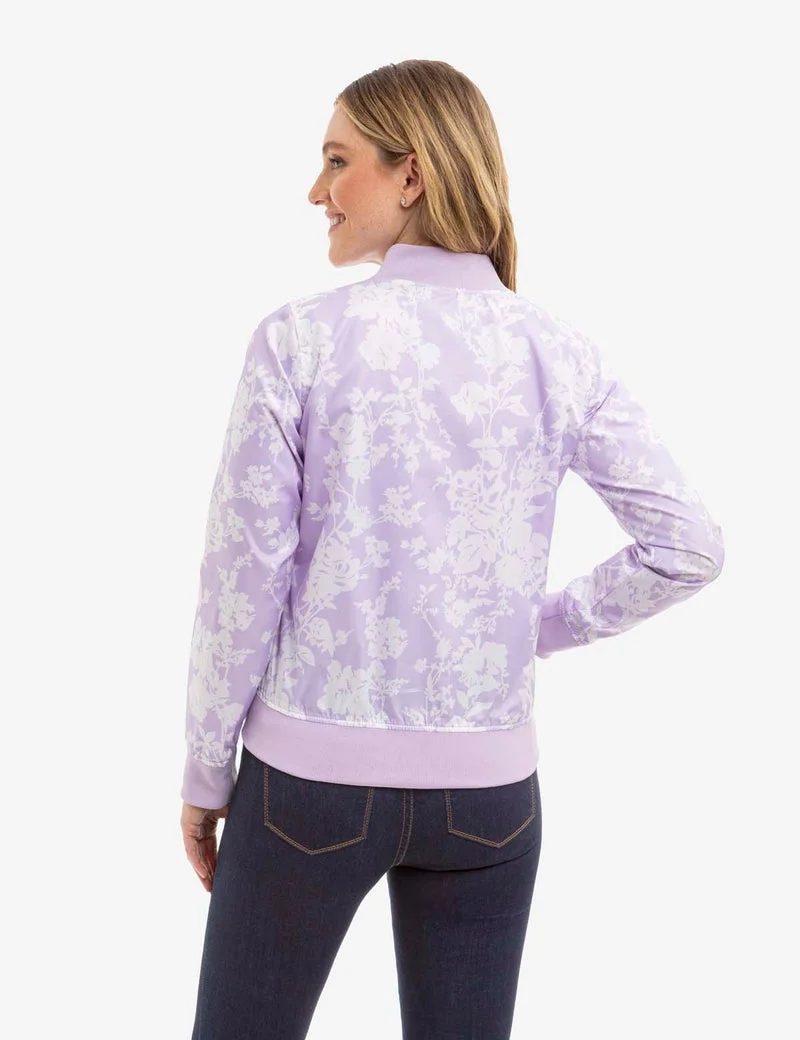 Женская куртка-бомбер U.S. Polo Assn. Printed Zip Front, лавандовый/белый — фото 2