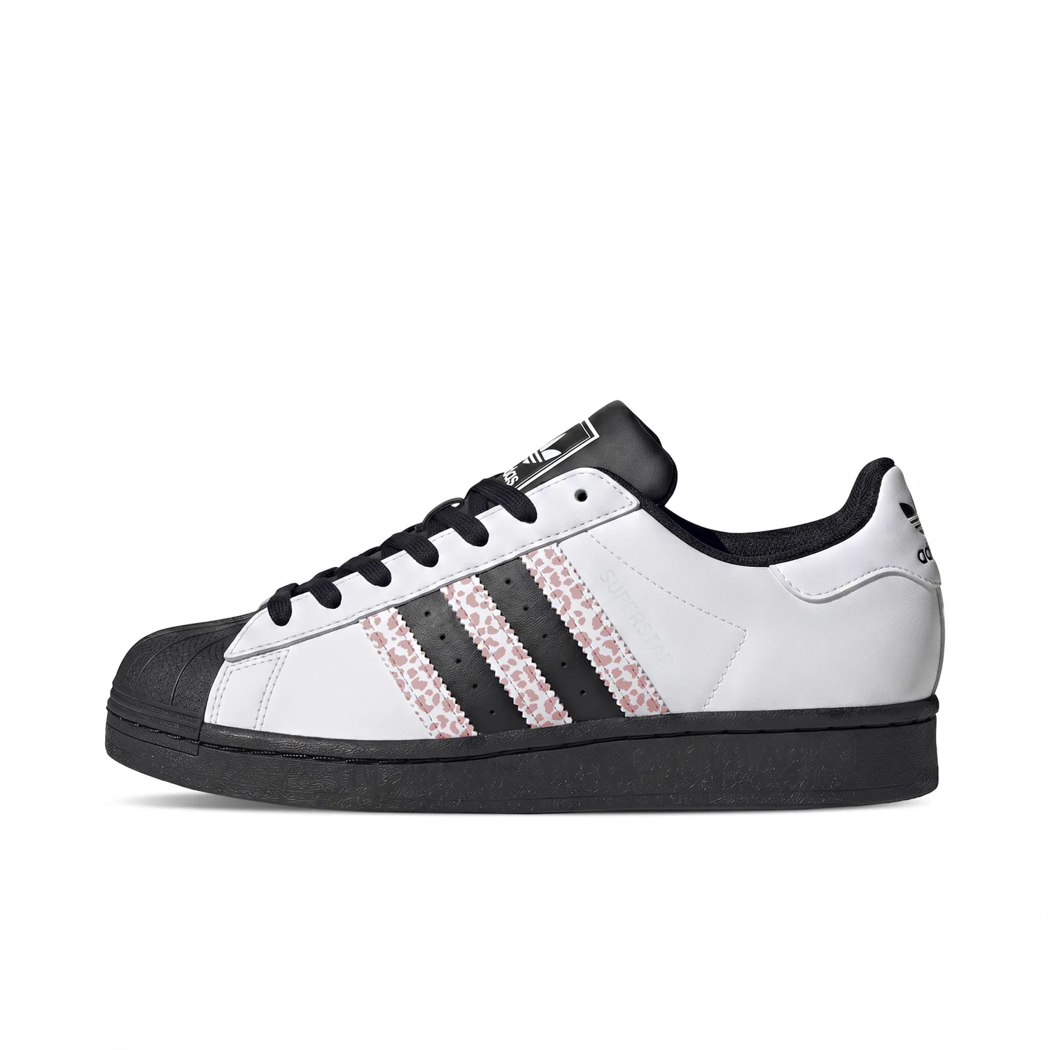 Кроссовки детские для скейтбординга Superstar 2, Adidas Originals, Black White Pink — фото 3