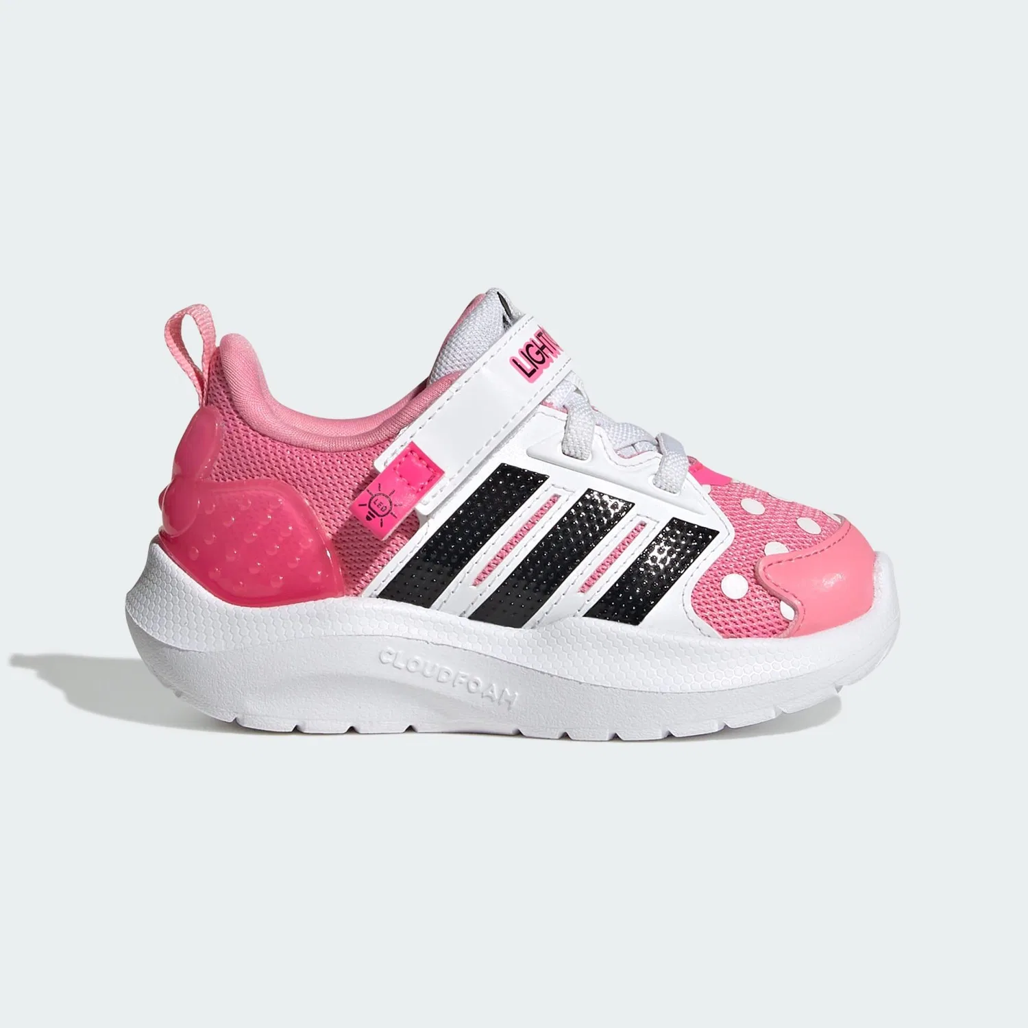 Детские кроссовки с LED-подсветкой Lightorama Minnie Maus Adidas, Hellrosa Schwarz Rosa