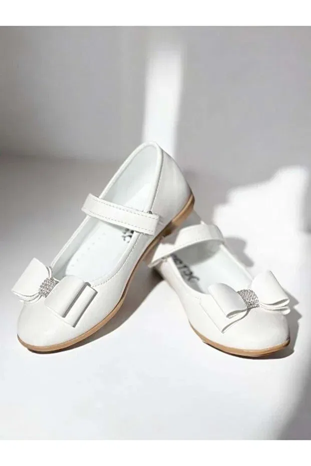 Детские балетки для девочек на плоском ходу Zekids, White