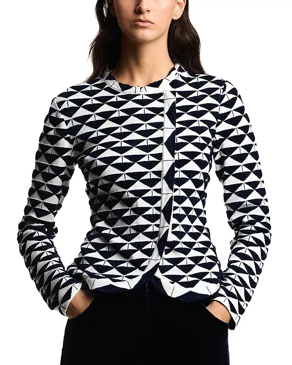 Женская куртка с принтом Knit jacket Emporio Armani, Navy White