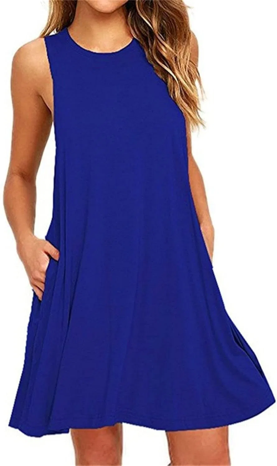 Женское пляжное платье свободного кроя с карманами, Dark Blue