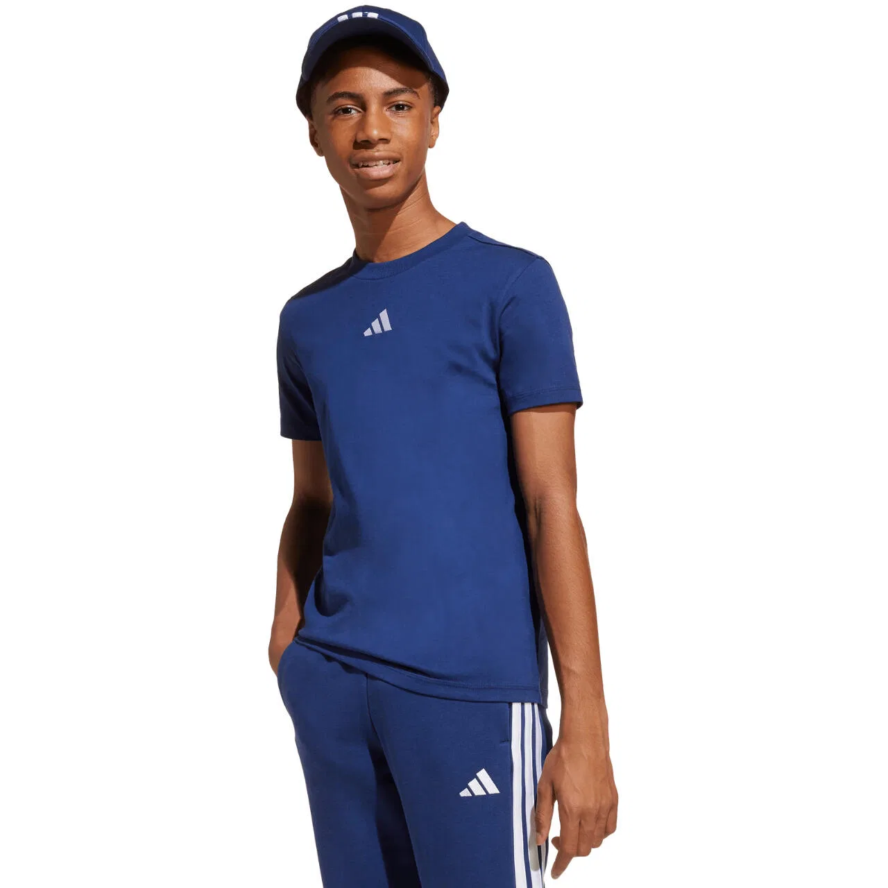 Детская хлопковая футболка Essentials Tee Adidas, Dunkelblau / Jeansblau — фото 4