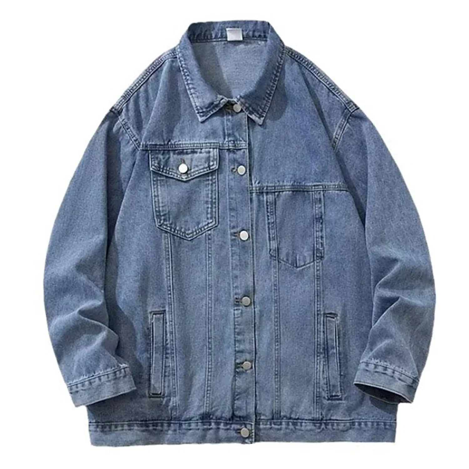 Мужская джинсовая куртка с потертостями и длинным рукавом, Z11-blue Denim Giacca Uomo — фото 4