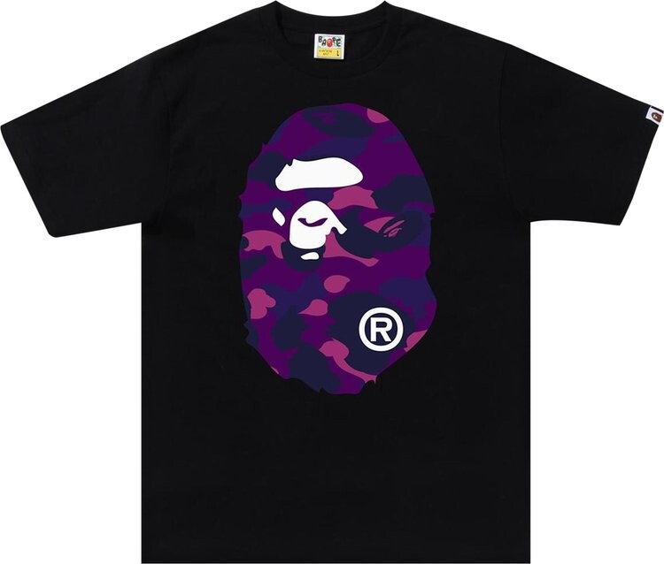 

Футболка BAPE Color Camo Big Ape Head Tee 'Black/Purple', черный