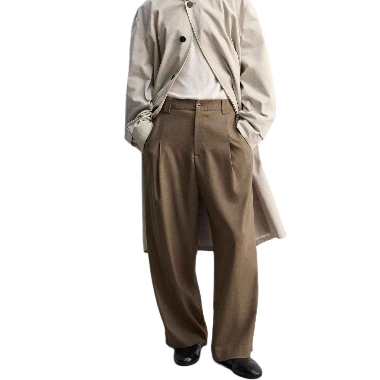 Брюки повседневные с умеренным прямым кроем Brown Yellow ZARA, Brown Yellow — фото 4