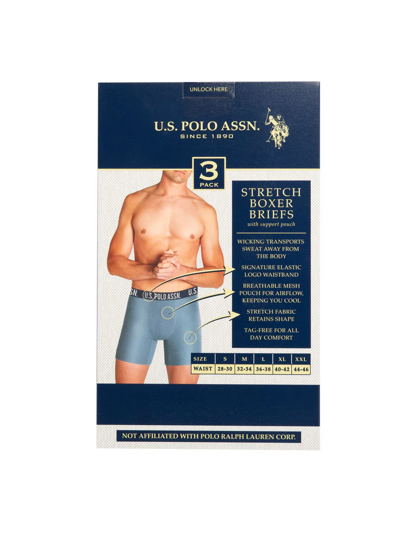 Комплект трусов U.S. Polo Assn 3 Pack Stretch, 3 шт., черный/темно-синий — фото 3