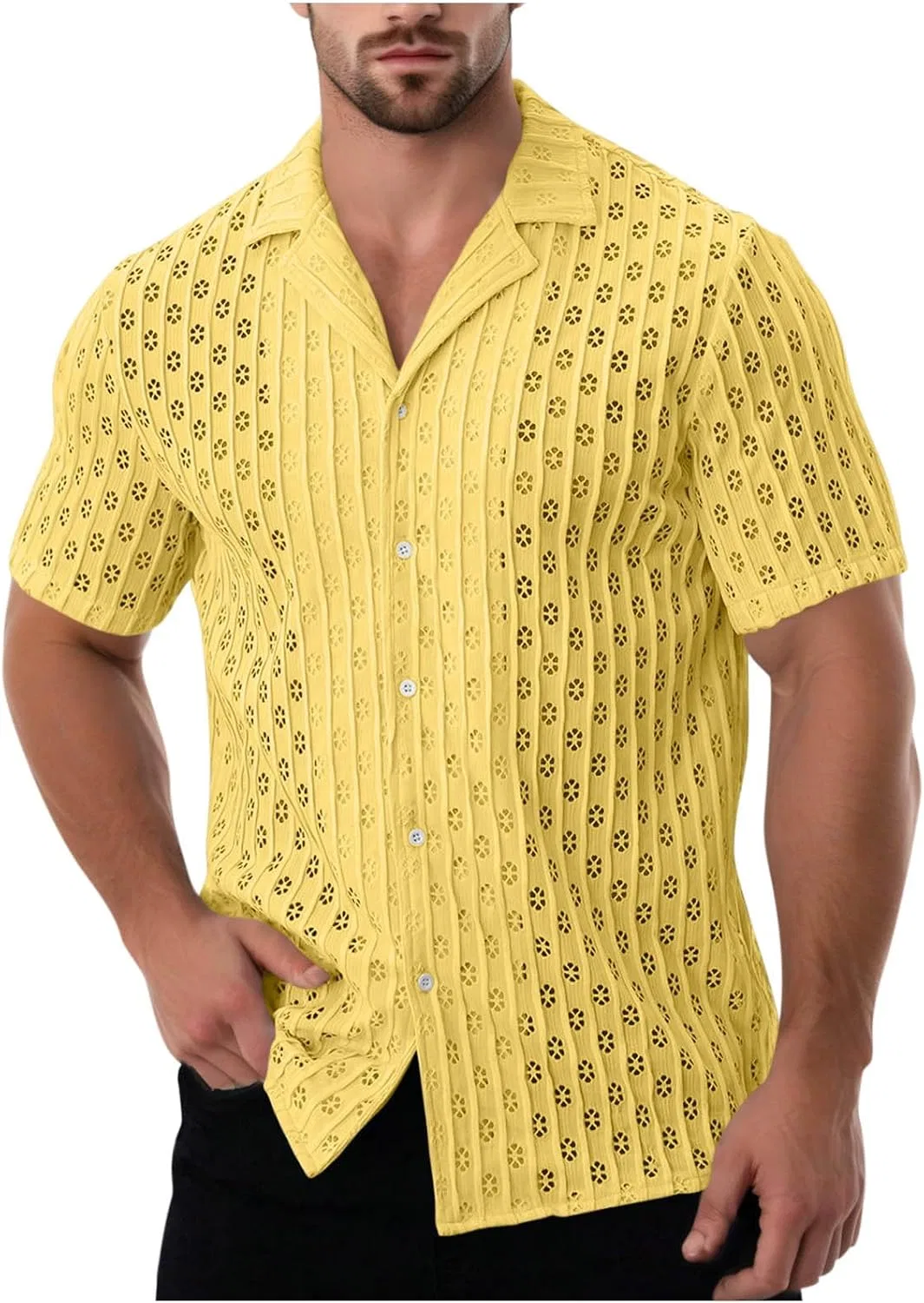 Мужская повседневная рубашка Cuban Guayabera, Yellow