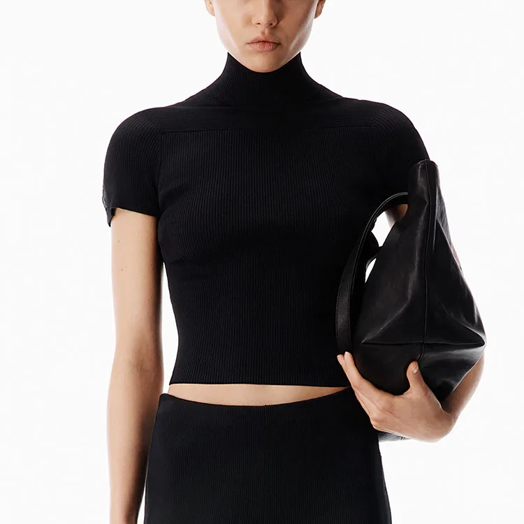 Женская футболка с высоким воротом Alexander Wang, Black — фото 4