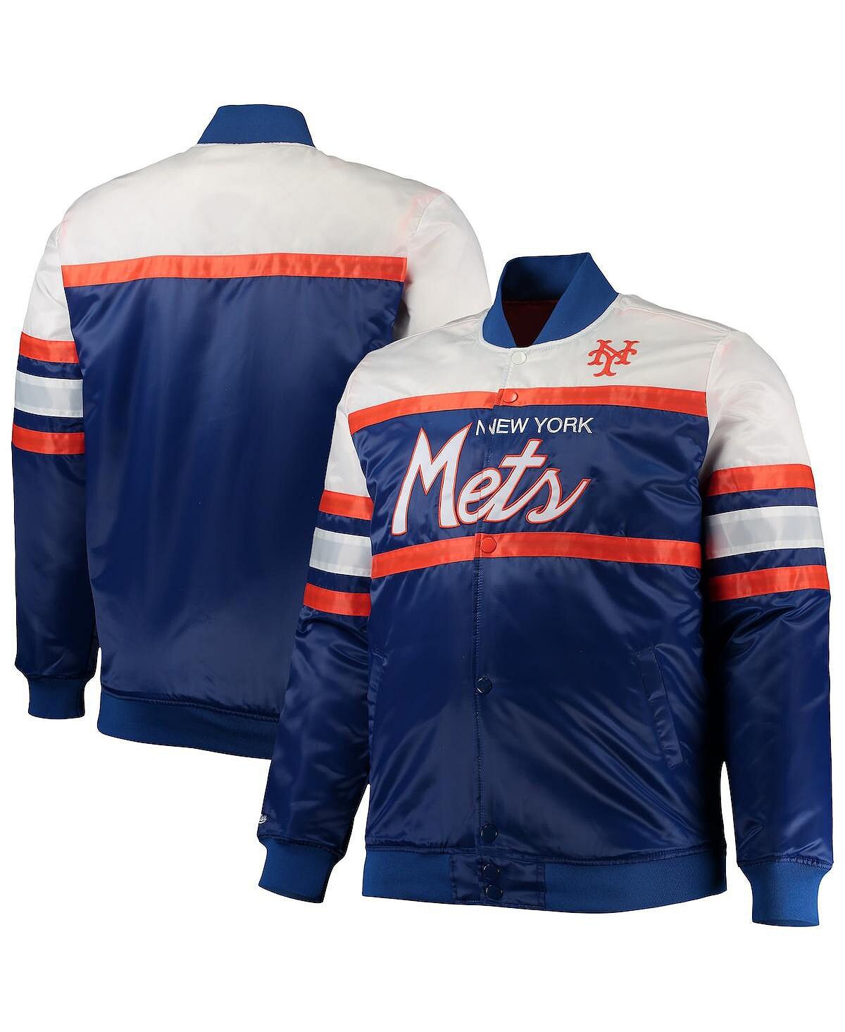 

Мужская королевская, оранжевая куртка new york mets big and tall coaches satin full-snap Mitchell & Ness, мульти
