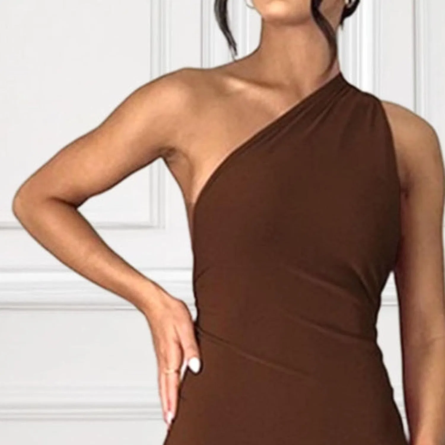 Женское облегающее макси-платье с открытой спиной Cocktail Dress, Coffee — фото 3