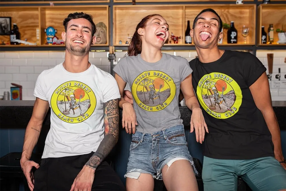 Мужская футболка с принтом Mojave Desert Beach Club, Vintage Art Heavyweight Cotton Tee, серый — фото 3