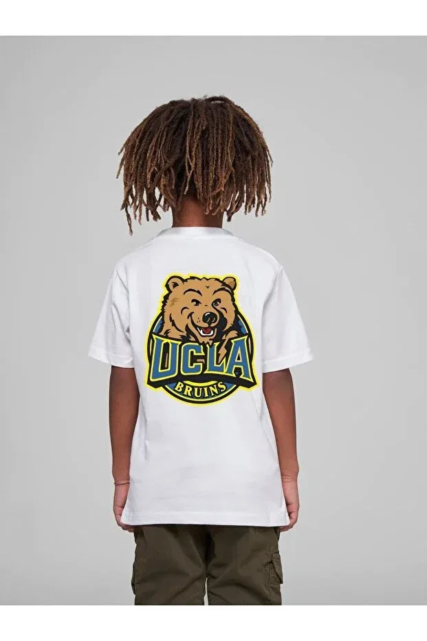 Детская футболка с принтом Ucla Cotton Crew Neck T-Shirt Vask, White I — фото 2