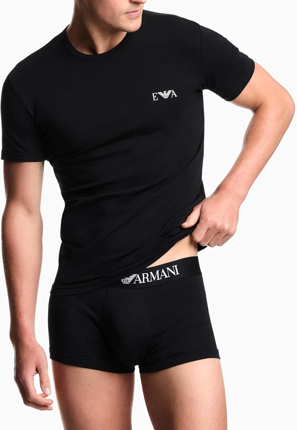 Мужская футболка с логотипом EA Emporio Armani, Black/Black (2 шт.) — фото 3