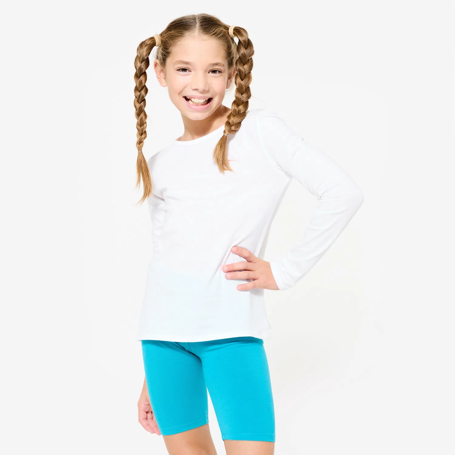 Детский хлопковый лонгслив Basic Domyos, Ultraweiß