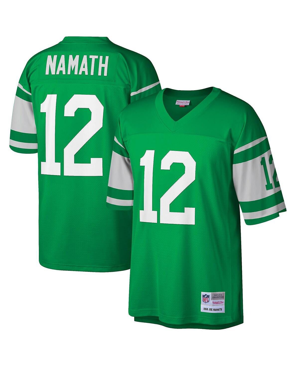 

Мужская футболка joe namath green new york jets big and tall 1968 года, копия джерси для пенсионеров Mitchell & Ness, зеленый