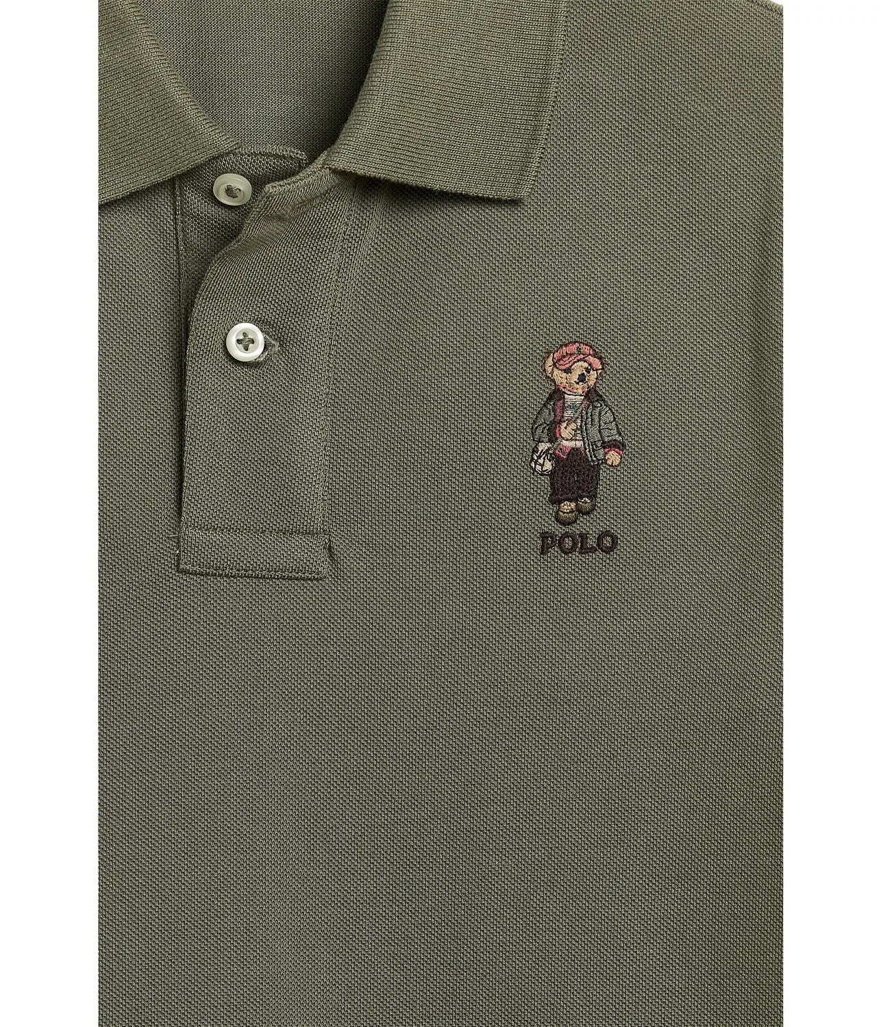 Хлопковая сетчатая рубашка-поло Polo Bear (для детей постарше) Polo Ralph Lauren Kids, Cruise Olive — фото 3