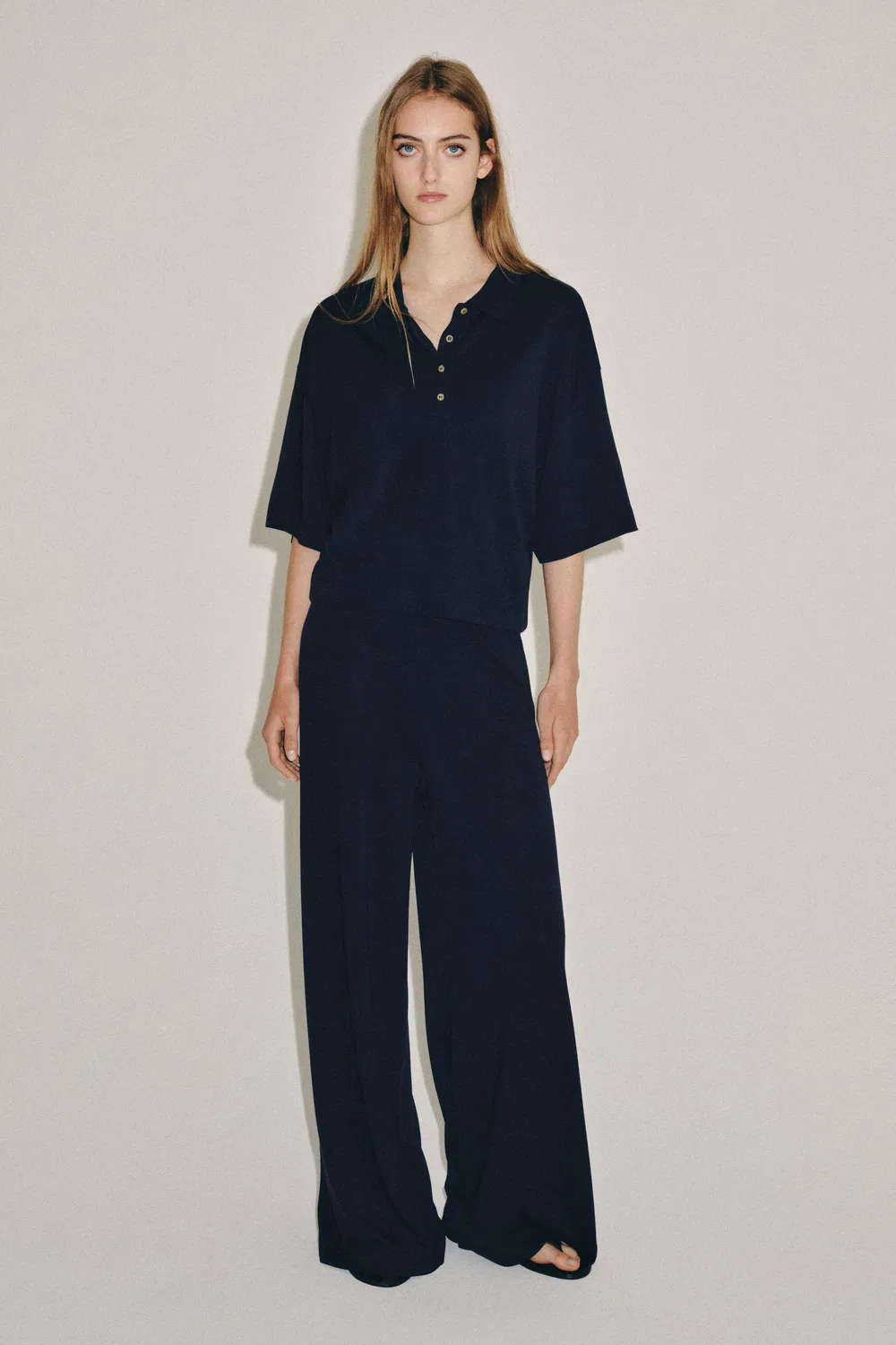 Рубашка-поло с коротким рукавом ZARA, Navy blue
