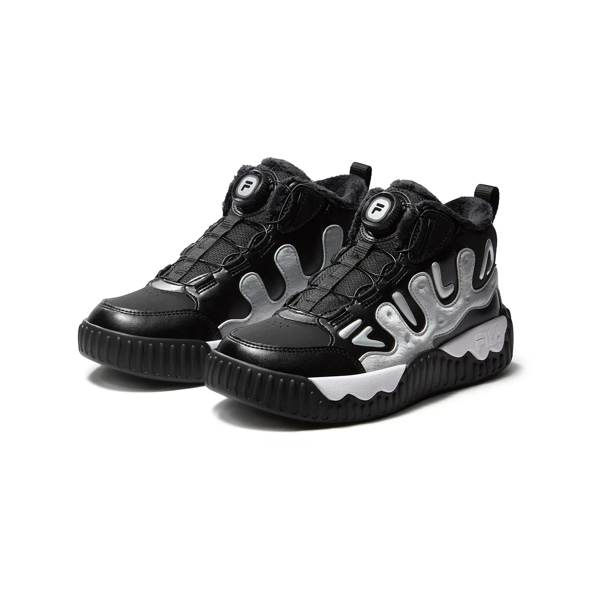 Детские повседневные кроссовки из синтетической кожи и текстиля Casual Shoes, FILA KIDS, Black/Space Silver — фото 4