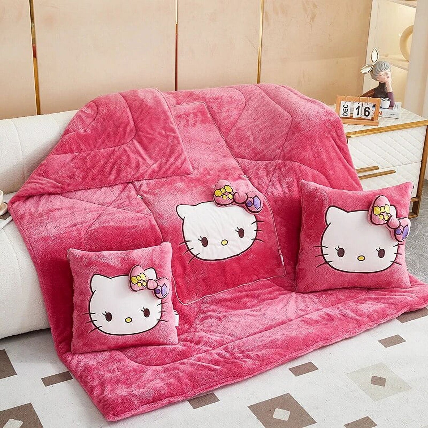 

Плюшевая подушка-одеяло Hello Kitty 2 в 1 liaozhi, розовый