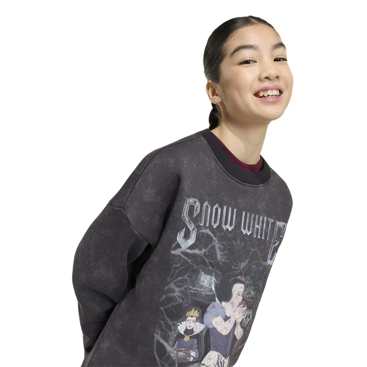 Детская футболка с длинным рукавом, оверсайз, с принтом, adidas Originals x Disney Villains OS Hockey LS Shirt, adidas, Black — фото 3