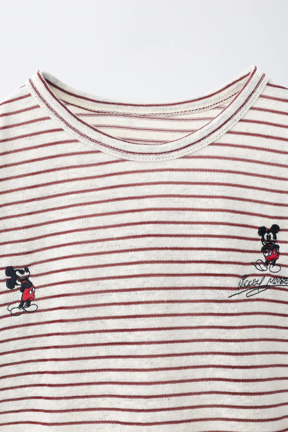 Футболка с вышитыми полосками Микки Маус Disney ZARA, Ecru — фото 3