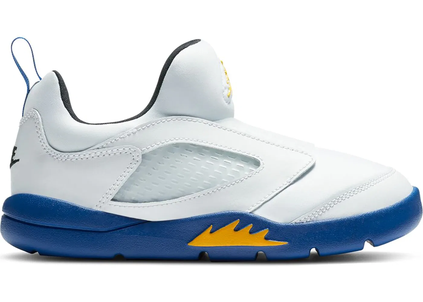 Детские кроссовки с длинным шнурком Jordan 5 Retro Little Flex Laney Jordan, White/Varsity Maize-Varsity Royal