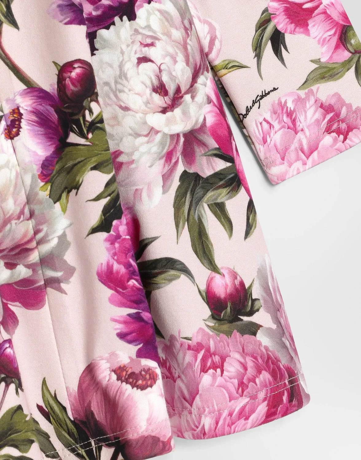 Платье из интерлока с пионами Dolce&Gabbana, бежевый — фото 4