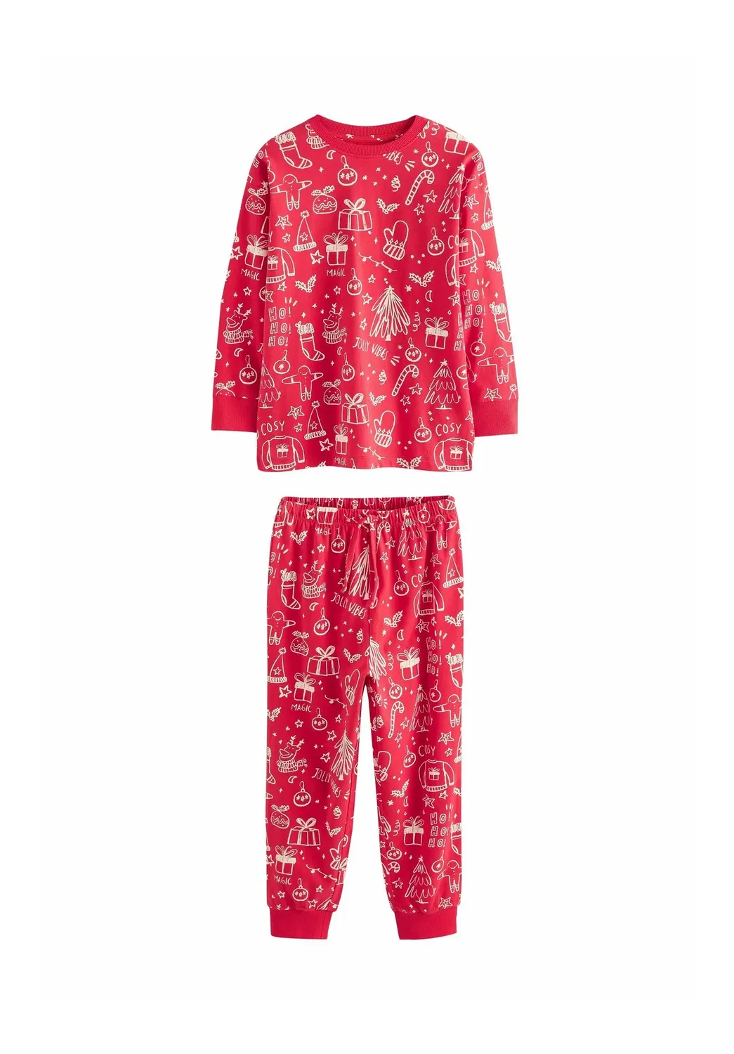 Рождественский комплект одинаковых семейных пижам - пижамный комплект Next, Red All Over Print