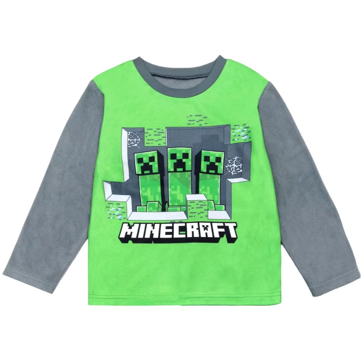 Пижамный комплект из микрофлиса с принтом Minecraft, gray/green — фото 2