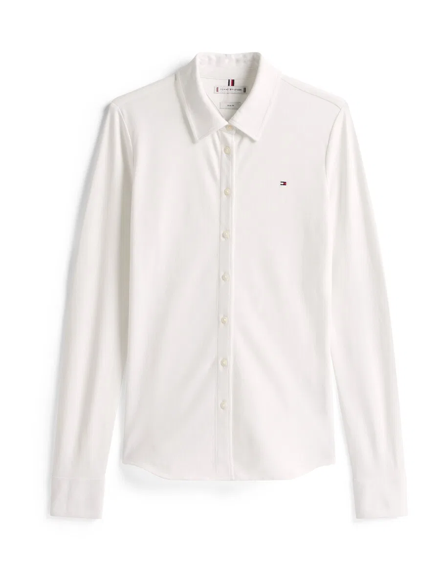 Блузка TOMMY HILFIGER '1985 Slim Fit' белого цвета