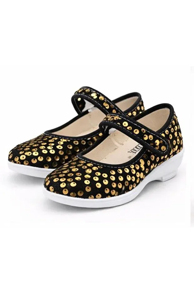 Детские балетки для девочек с коротким каблуком Shining heelled girls' ballet flats Papucumun Dünyasi, Black