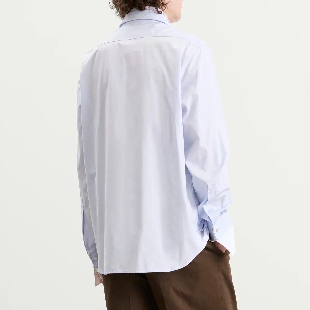 Лонгслив с воротником Sont Poplin Long Sleeve Shirt Acne Studios, Blue/White — фото 3