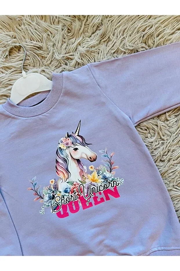 Детский спортивный комплект для девочек с принтом Unicorn Seasonal Enes Baby, Lila — фото 2