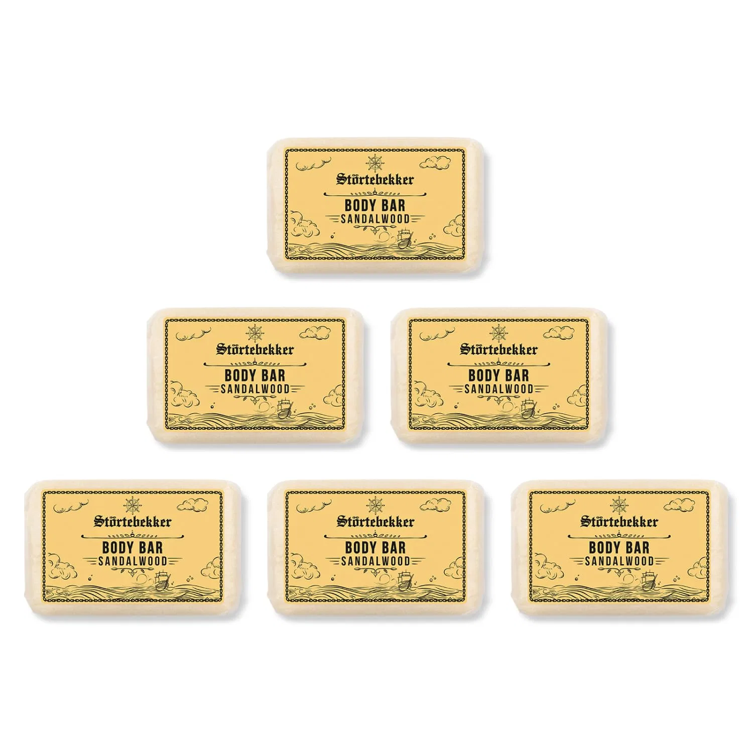 Твердое мыло для душа Sandalwood, Störtebekker, набор 6 шт., 120 г Störtebekker Shaving Accessories