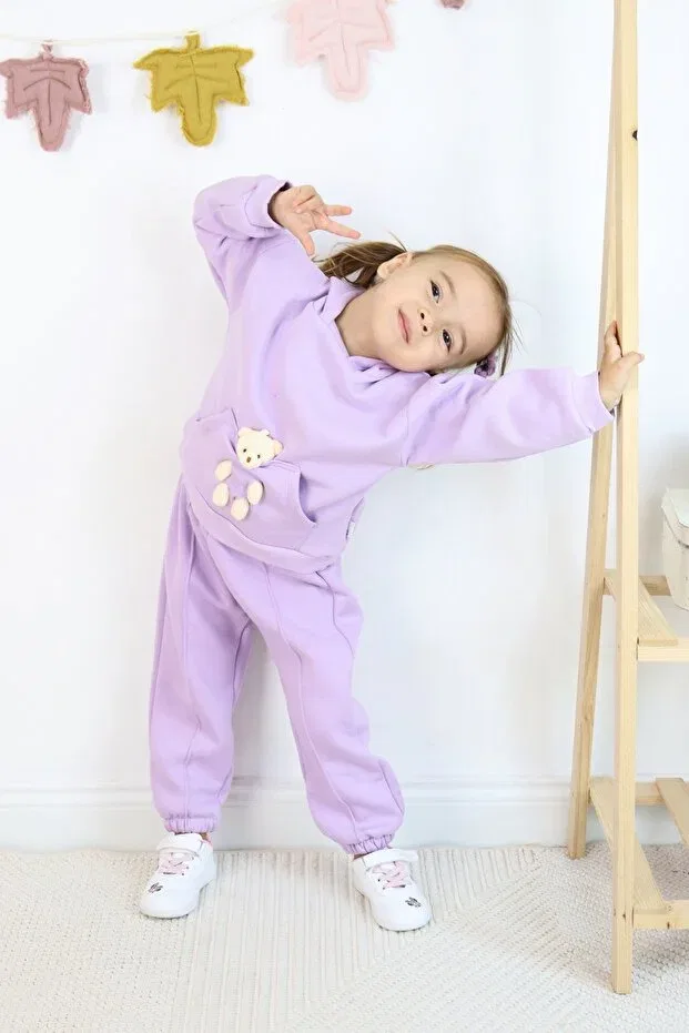 Детский спортивный костюм для девочек хлопковый Teddy Bear Toy Harika Kids, Purple — фото 2