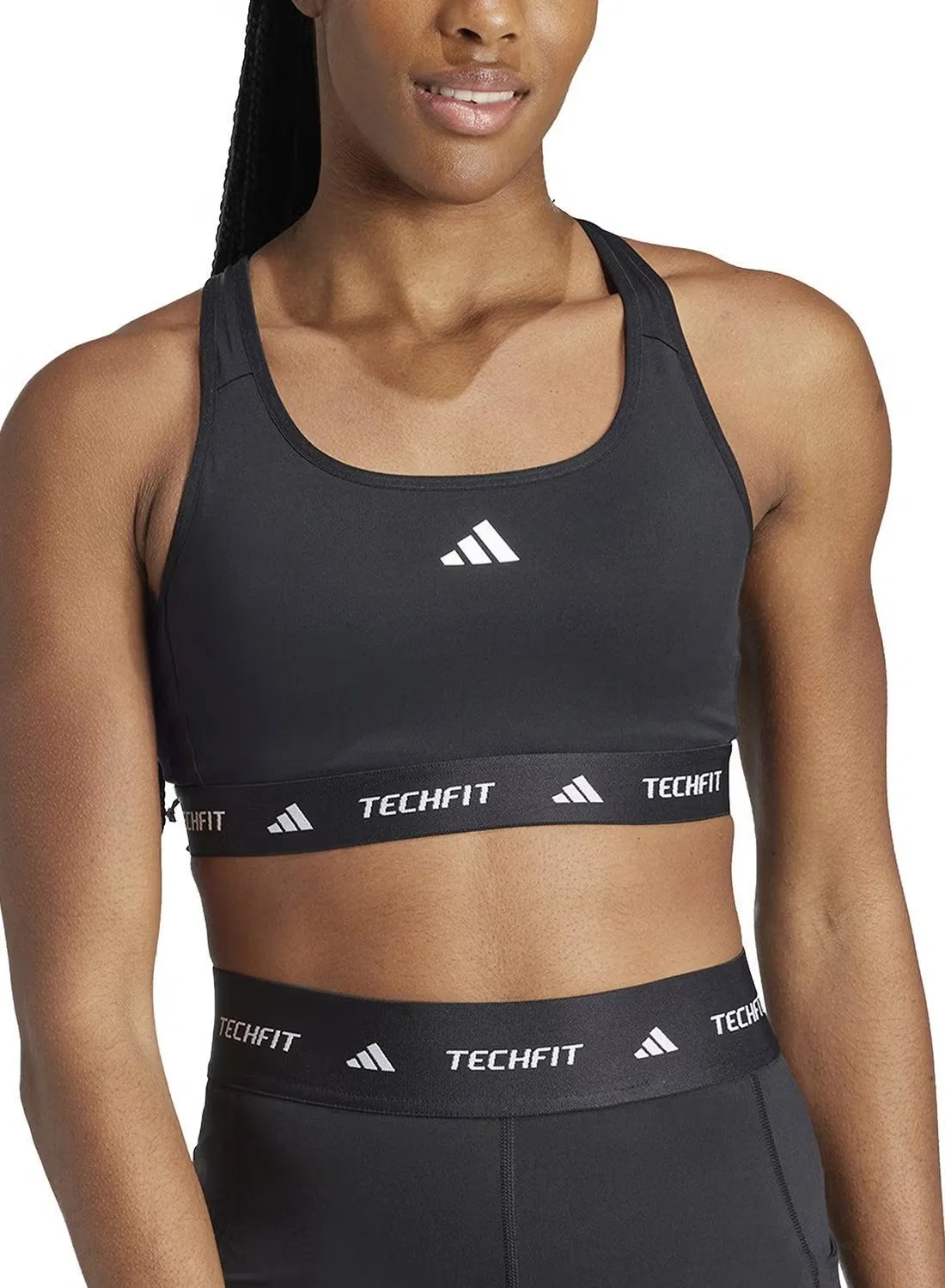 Бюстгальтер спортивный компрессионный Techfit Adidas, черный — фото 3