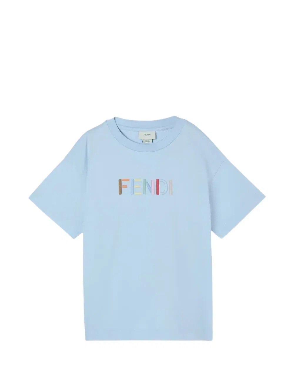 Футболка с вышитым логотипом Fendi Kids, синий