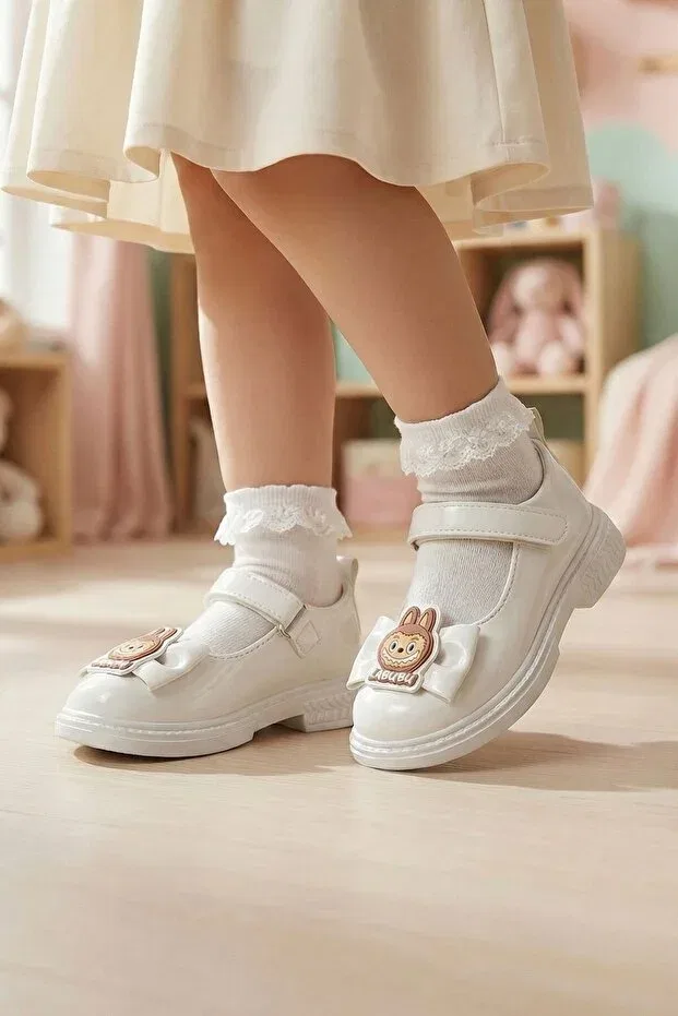 Детские балетки для девочек с бантом Lucevera, White
