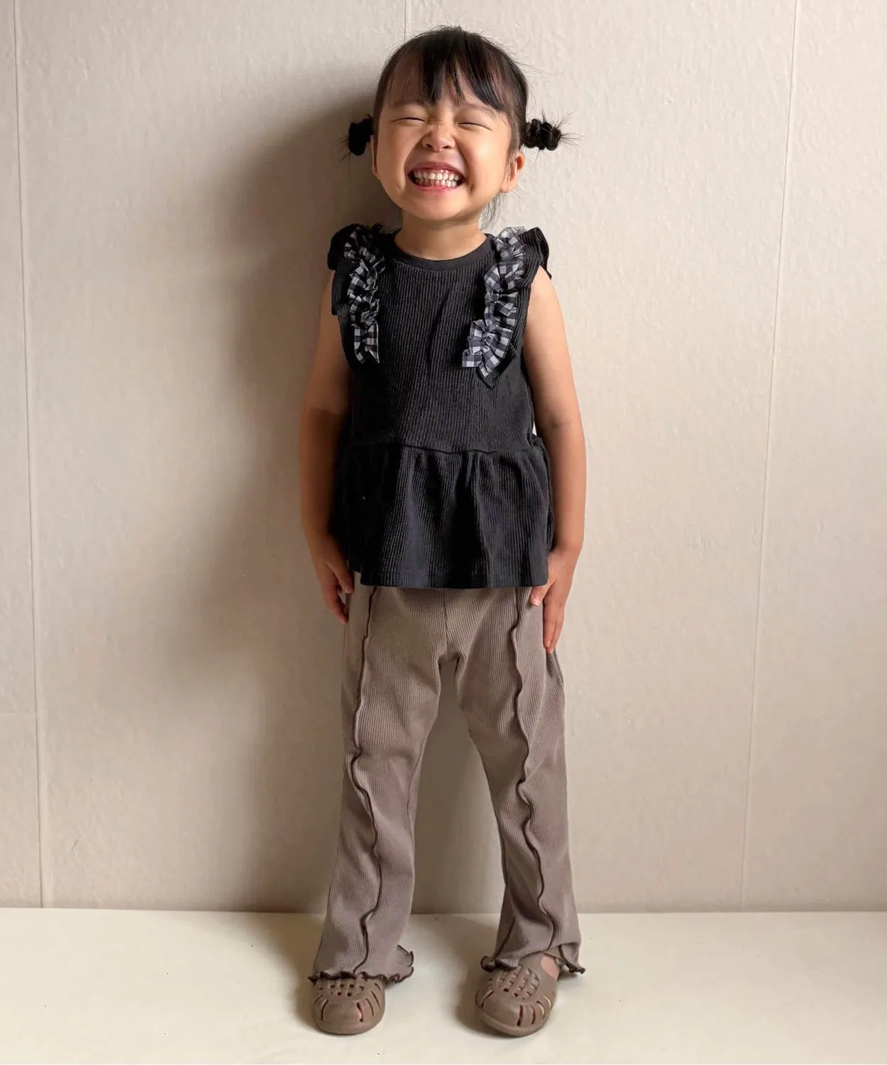 Детский топ без рукавов с фрил-тюлем Waffle Frill Tulle apres les cours, Ivory — фото 4